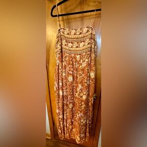 American Eagle Outfitters Orange Maxi Dress Pleated Resort Wear